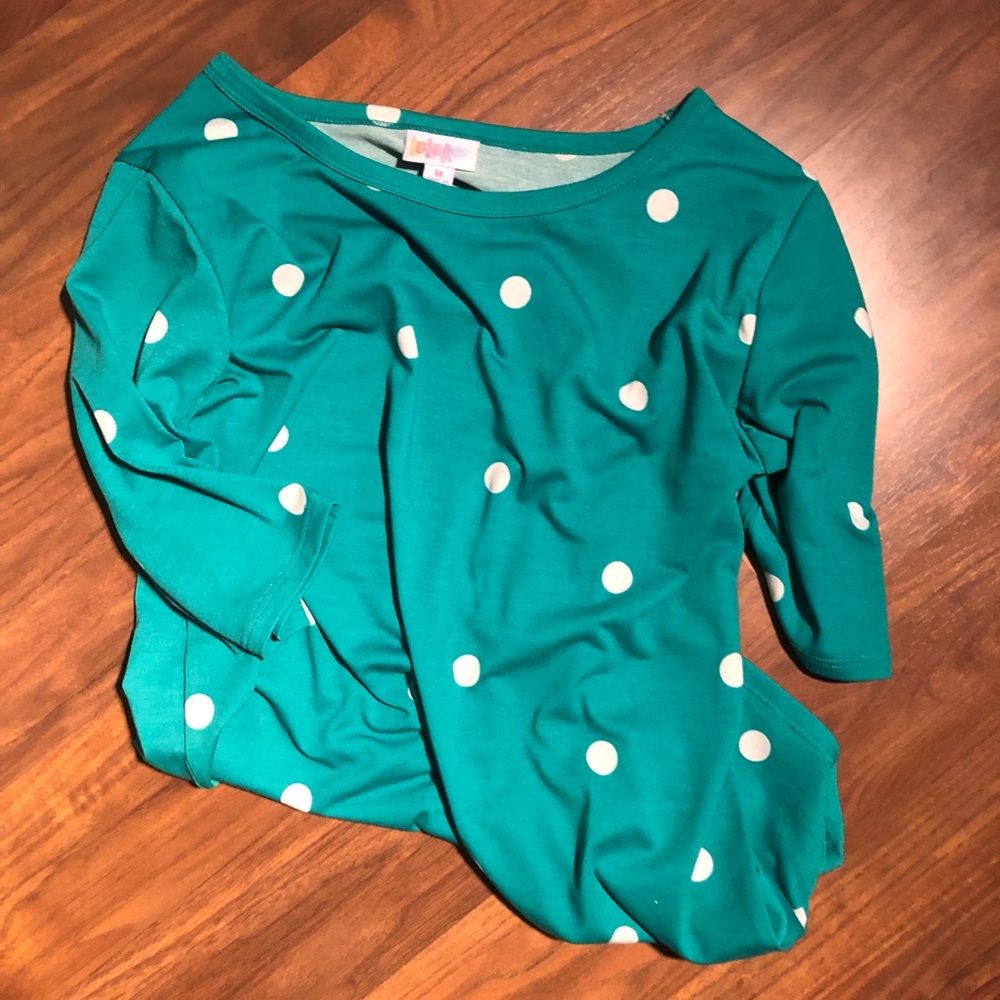 Teal polka dot top